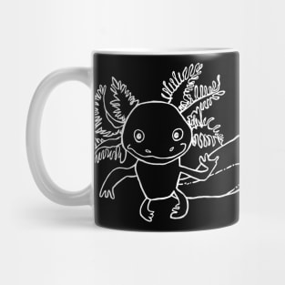 Cute Axolotl White Line Drawing. Kawaii Axolotl, Mug